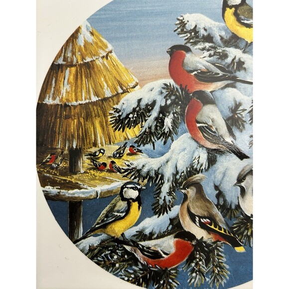 Vintage 1990 Wall Tile Trivet Winter Birds Christmas Artist Erik Forsman - Picture 3 of 6